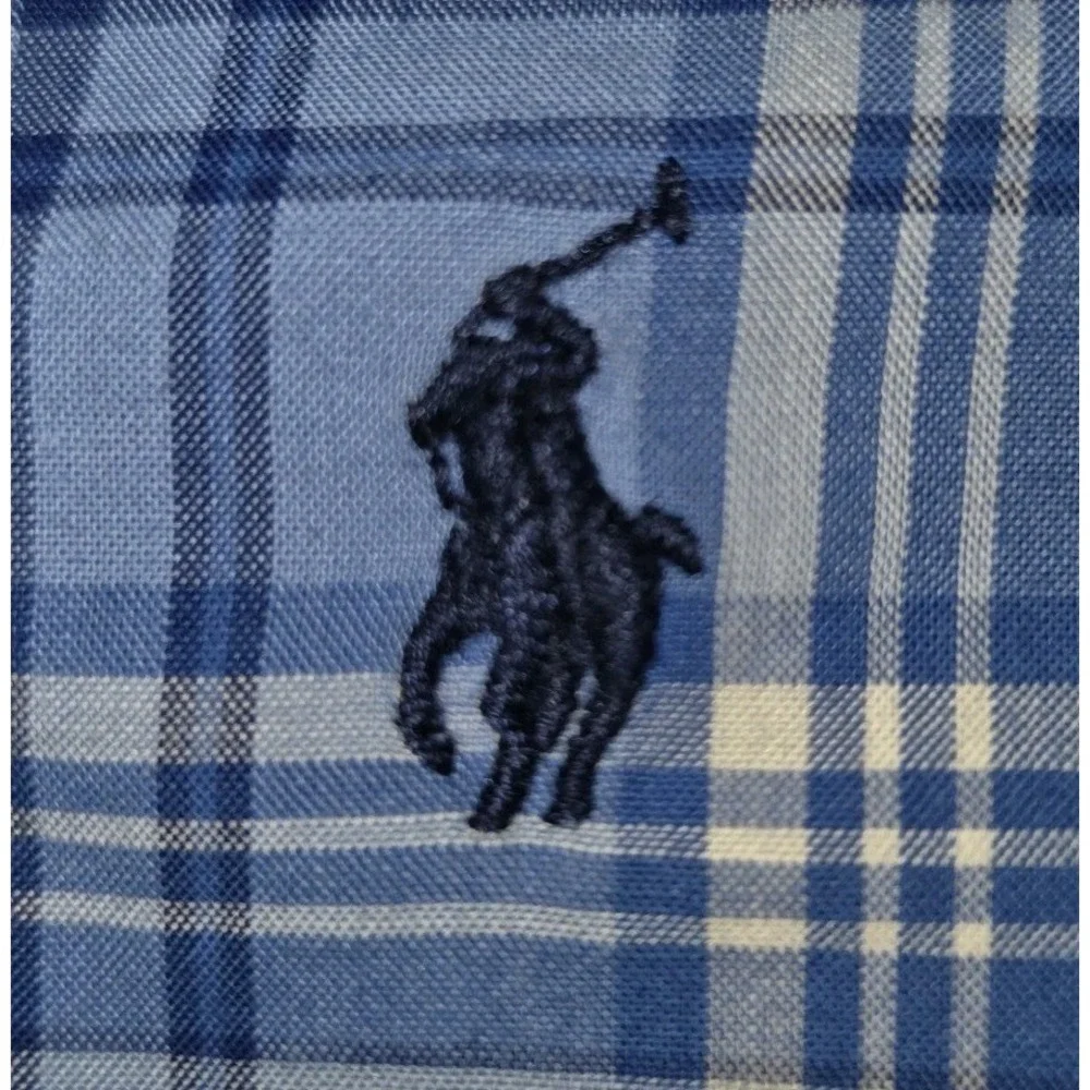 Ralph Lauren Button Down Shirt Boy's Size 6 Long Sleeve Blue Plaid 100% Cotton
